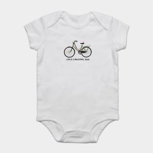 Life is a beautiful ride, vintage bicycle with birds Baby Bodysuit